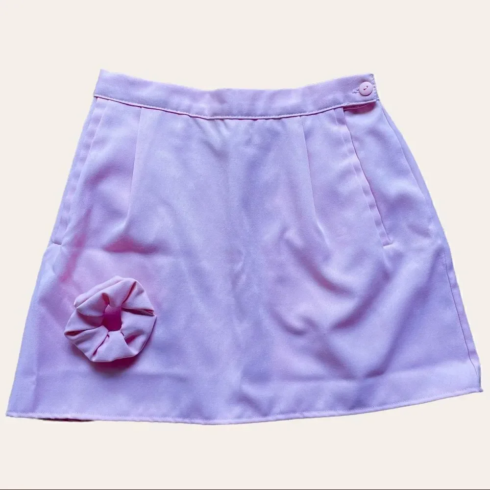 Vintage Baby Pink Avon Fashions Mini Skirt with Matching Scrunchie